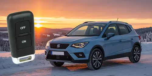 freepik_a-light-blue-seat-arona-parked-on-a-snowcovered-road-at-sunset-glowing-horizon-snowdusted-foliage-long-shadows VW T-Cross, VW Polo, VW Taigo, Seat Arona z.B. 1.0 TSI 85KW Webasto EVO4 mit Fernbedienung T99 ab 2.198€ inkl. Mwst. und inkl. Einbau bei Dörfelt - die Werkstatt in Zwickau
